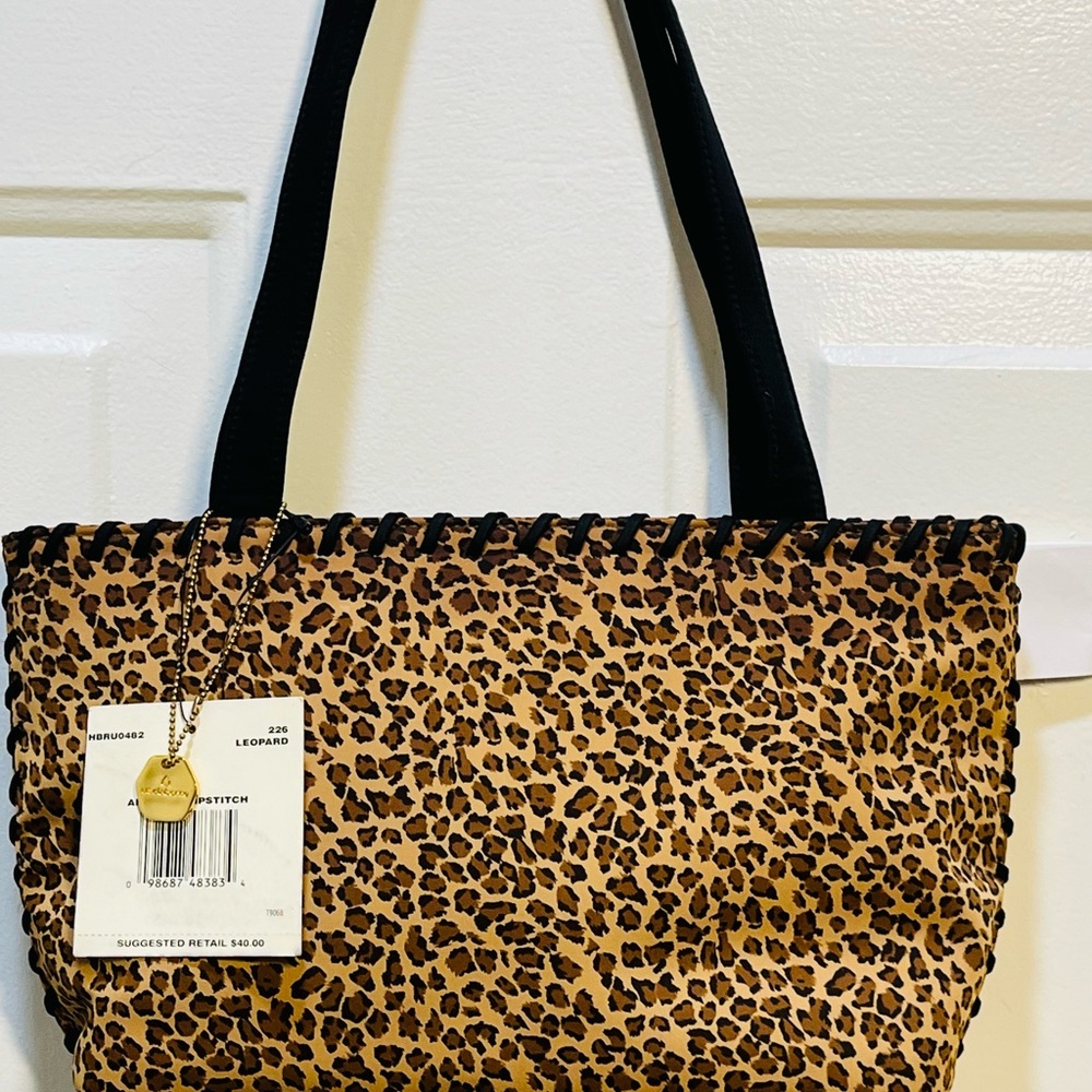 Vintage Liz Claiborne Leopard Animal Print Shoulder Bag Purse Whipstitch NWT - Picture 3 of 12